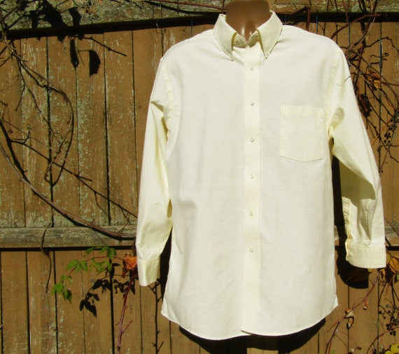 Vintage Dress Shirt men -Yellow Long sleeve shirt… - image 9