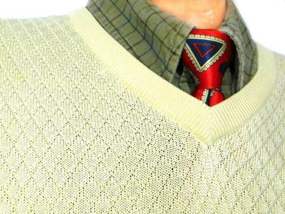 Vintage Silk sweater vest men -V neck vest - Crea… - image 4