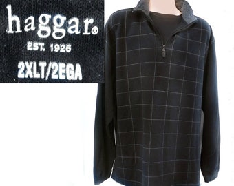 Black men's knit shirt  - 90's knit shirt men -Black collared knit shirt, Black long sleeve shirt, cotton knit shirt men , size 2 X L T -