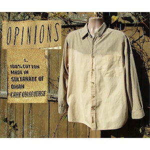 Vintage long sleeve shirt men -Plaid Dress Shirt Men -dress shirt men -men&#39;s casual work shirt- button up Shirt -Preppy Shirt -Size L # 54
