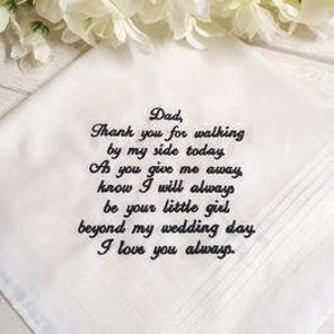 Embroidered Father of the Bride Handkerchief, Wedding Day, Gift