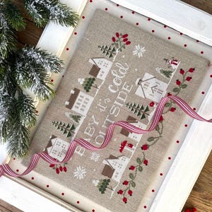 クリスマスハウスのクロスステッチパターン、ホリデーコテージの刺繍