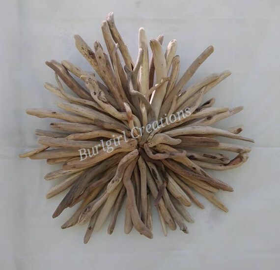 Round Driftwood Wall Sculpture Handmade Rustic Beach Art Etsy