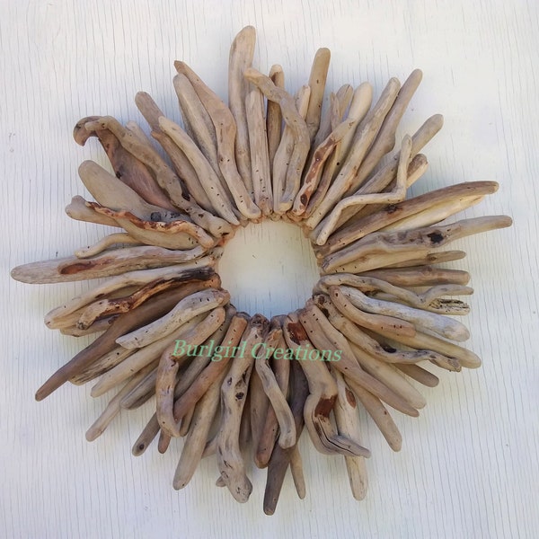 Large Coastal Wreath Beach House Decor Driftwood Art Wall Sculpture