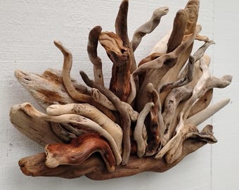 Rustic Driftwood Sculpture Fan Shaped Driftwood Wall Art