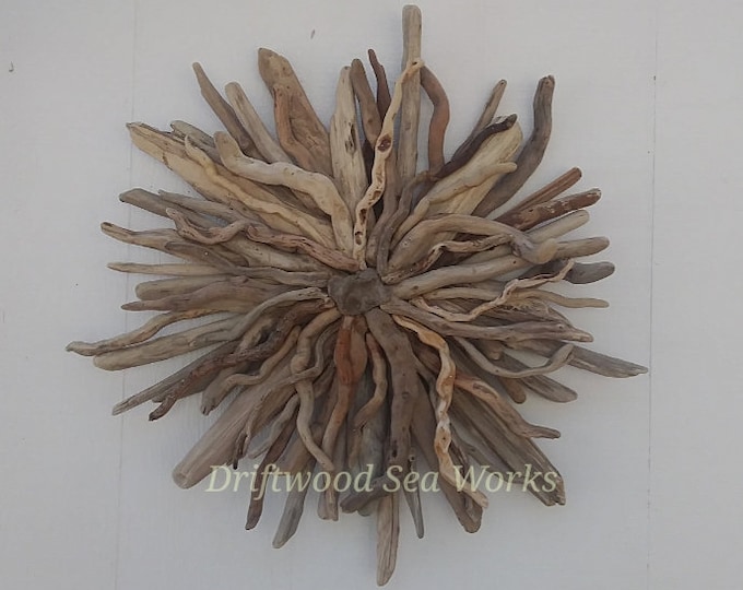 Round Driftwood Art Starburst Rustic Wall Sculpture Earth Tone Wall Art ...