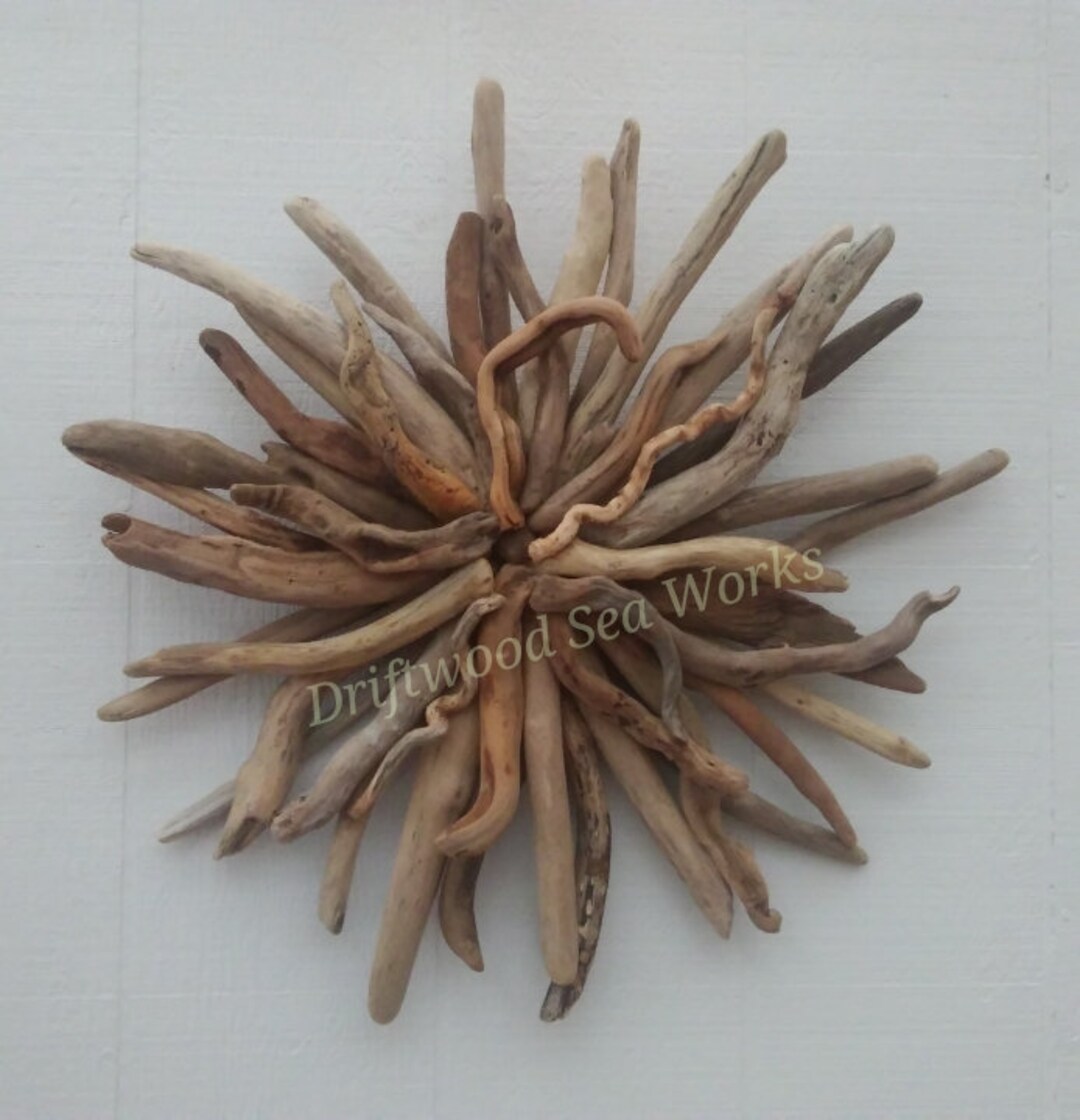 Natural Rustic Wood Starburst Round Driftwood Wall Art Etsy