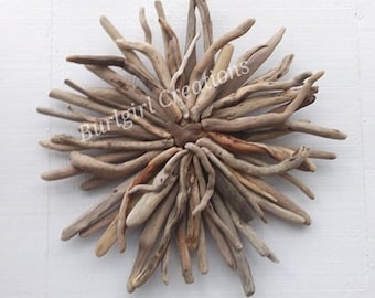 Natural Rustic Wood Starburst Round Driftwood Wall Art - Etsy