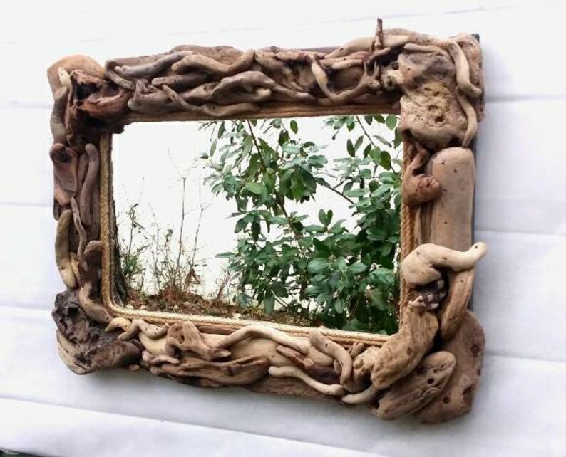 Rustic Driftwood Mirror Beach House Coastal Decor Wall Mirror Etsy