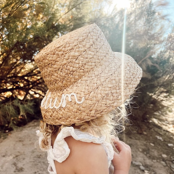 Personalized Baby Straw Sun Hat / Toddler Straw Hat / Child Sun Hat / Kid Easter Gift / Girl Birthday Gift / Customized Hat