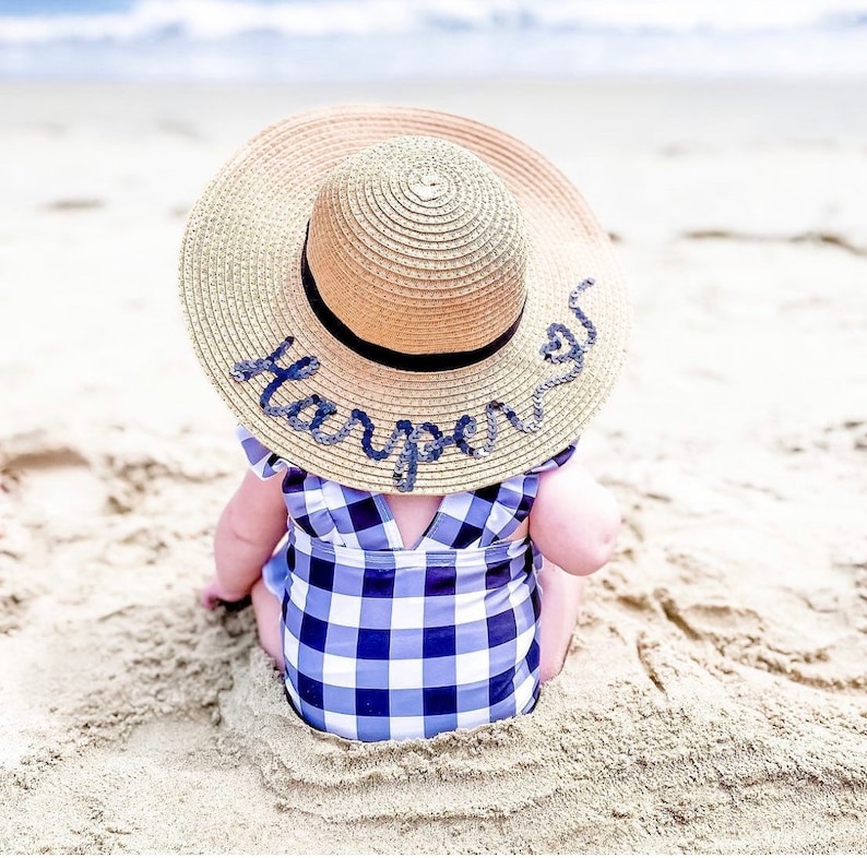 Personalized Baby Straw Sunhat \/ Toddler Sun Hat \/ Girl Sun hat \/ Girl Birthday Gift \/ Kid Easter Gift \/ Customized Sun hat \/ Baby Beach hat