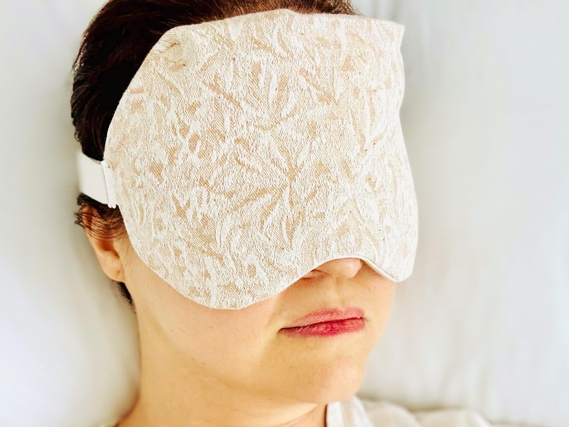 ORGANIC Undyed Weighted Sleep Mask, Natural Cotton Washable Cover, Wide Elastic Band