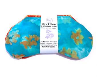 Oogkussen yoga SET 2 wasbare hoezen biologische lavendel lijnzaad, aromatherapie, warmte coldpack, sinushoofdpijn, stressontspanningscadeau
