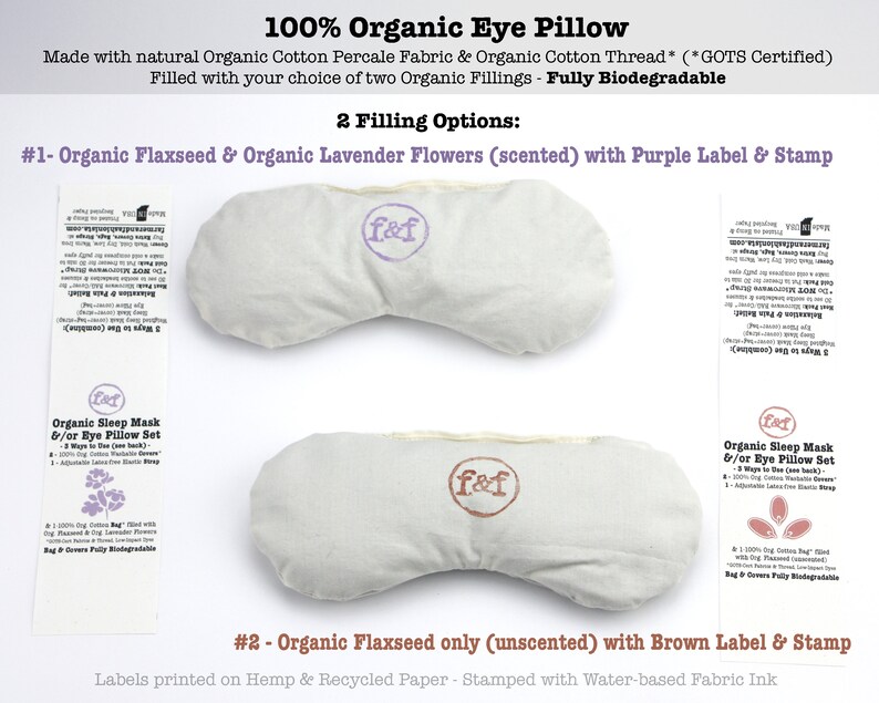 ORGANIC Weighted Sleep Mask Eye Pillow W/ 1 or 2 Washable Etsy UK
