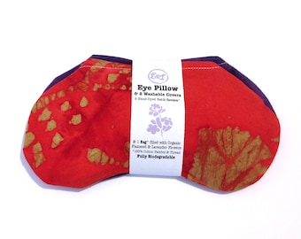 Juego de 2 almohadas de yoga para los ojos, lavables, con lavanda orgánica y linaza, aromaterapia, compresa fría y caliente, ideal para aliviar el dolor de cabeza sinusal y el estrés.