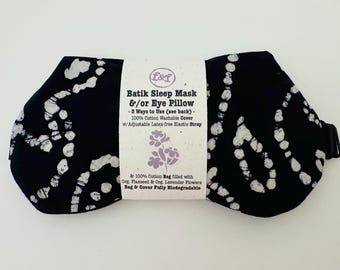 BATIK Weighted Sleep Mask Eye Pillow, Washable Cotton Cover, Aromatherapy Lavender Flaxseed, Yoga Sinus Heat Cold Pack, Adjustable Strap