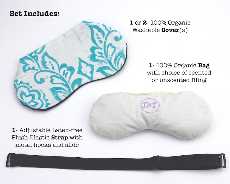 ORGANIC Weighted Sleep Mask Eye Pillow Washable Cover Teal Etsy