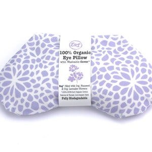 100% ORGANIC Yoga Eye Pillow, Washable Cover, Lavender Flaxseed, Aromatherapy, Heat Cold Pack, Sinus Headache, Stress Relief Relaxation Gift