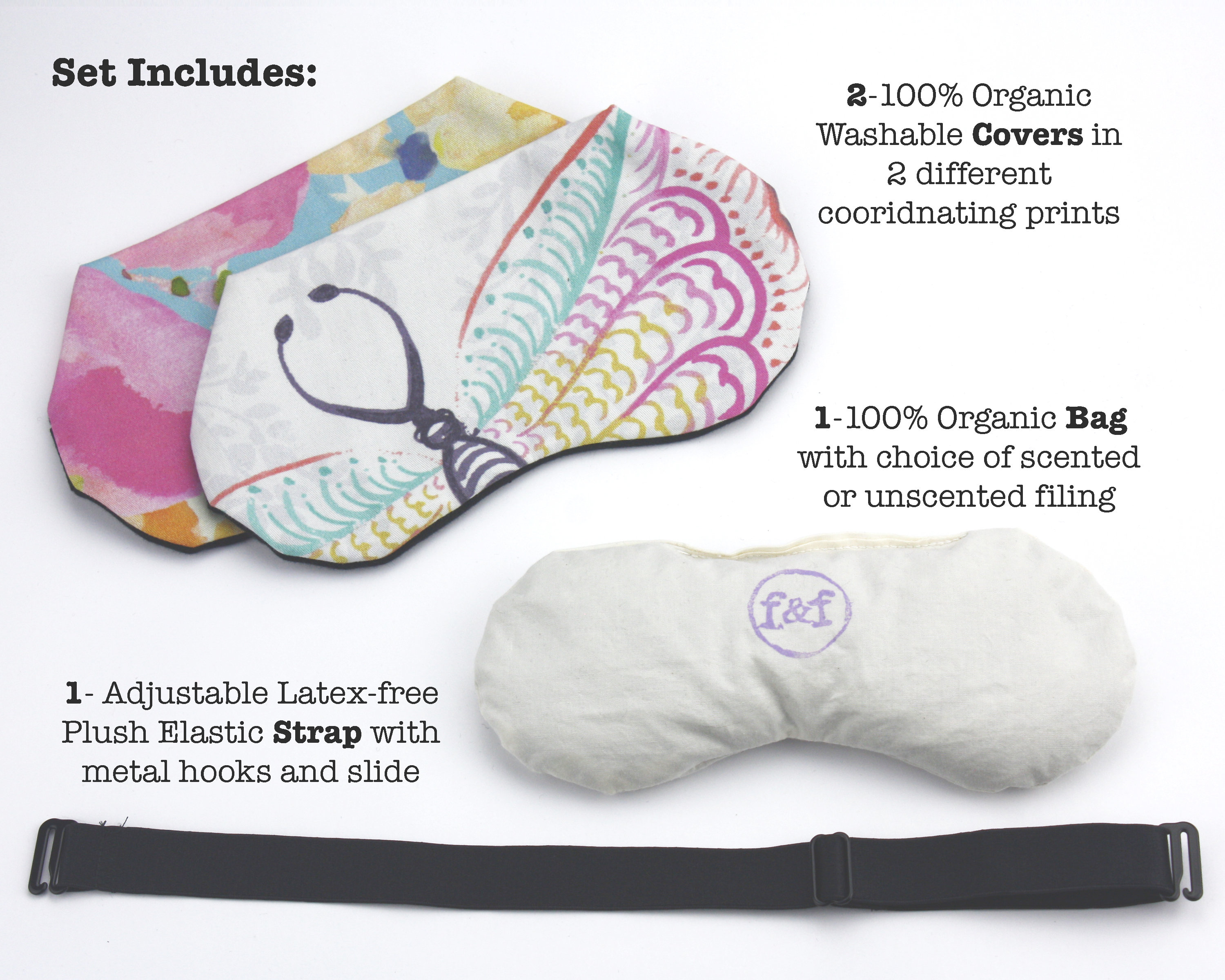 ORGANIC SET Weighted Sleep Mask & Eye Pillow, 2 Washable Covers