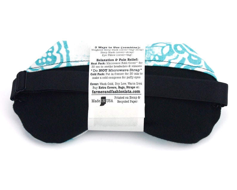 ORGANIC Weighted Sleep Mask Eye Pillow Washable Cover Teal Etsy
