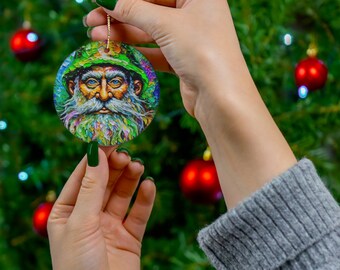 Leaf Gnome Ceramic Ornament