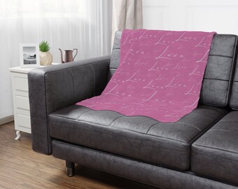 Pink Love Minky Throw Blanket Wedding Gift Birthday for Her New Mom