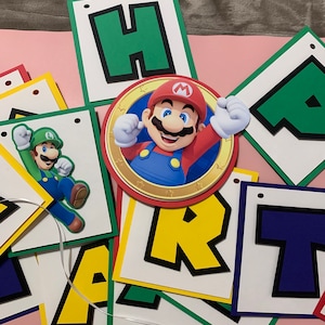 Birthday banner Super Mario inspired