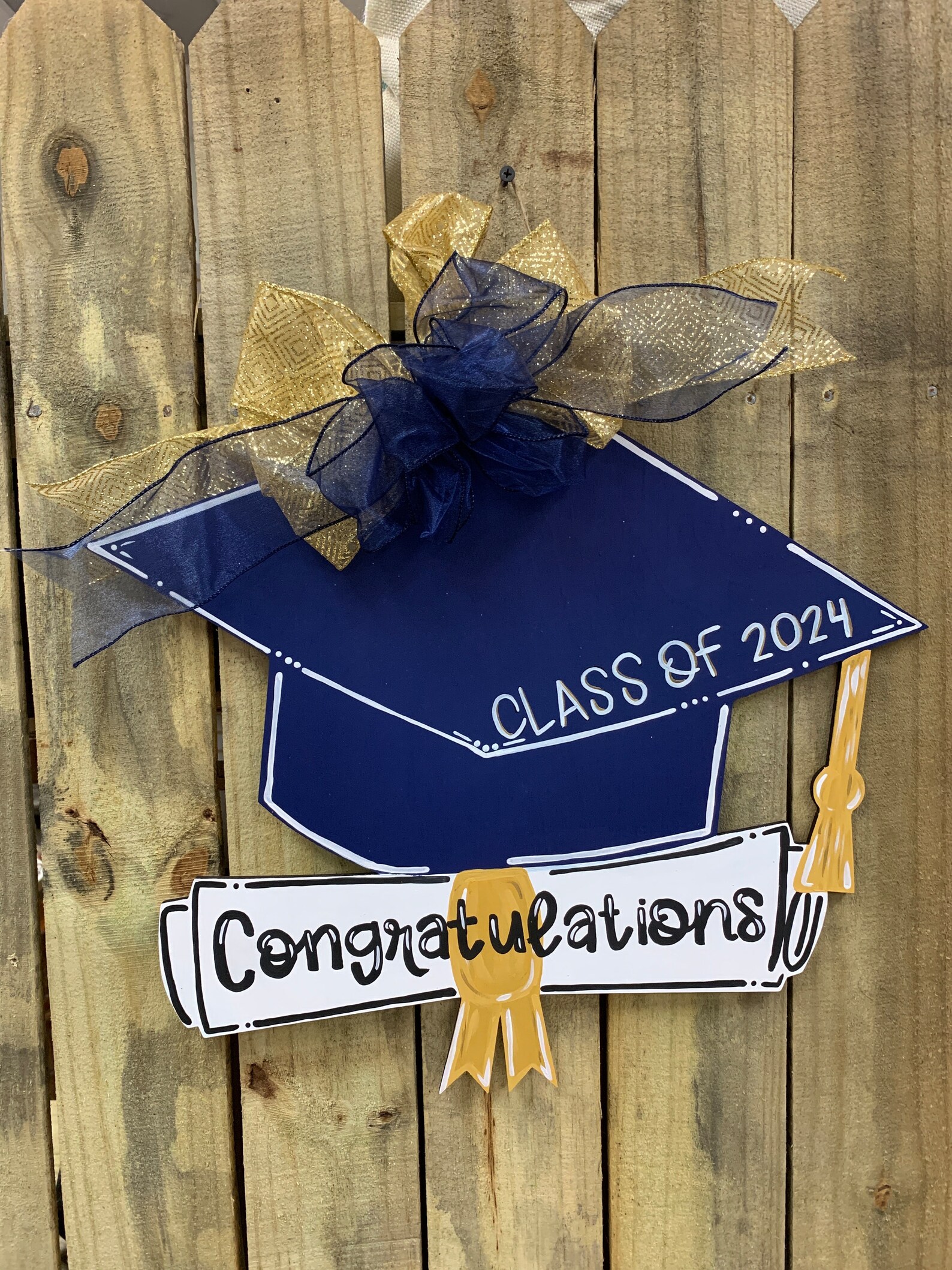 Class of 2024 Graduation Cap Door Hanger, College Grad Party Decoration