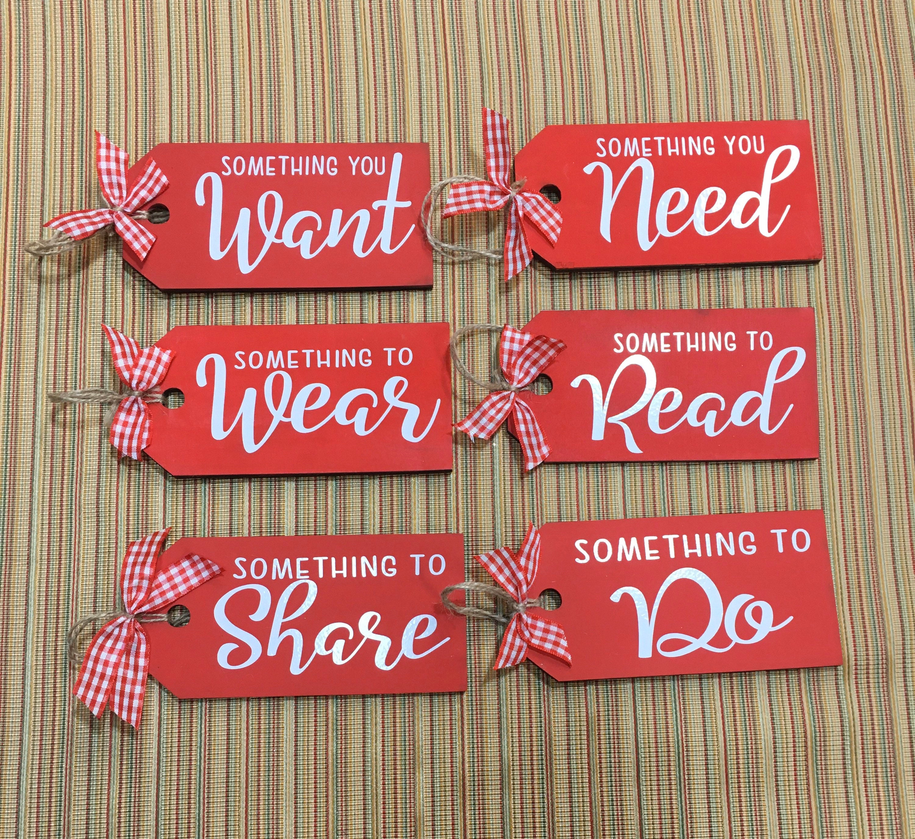 Minimalist Christmas 6 Gift Rule Tags, Wooden Christmas Gift 