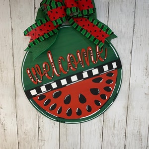 Watermelon Door Hanger, Hand-Painted Summer Front Door Sign, Layered Wooden Welcome, Whimsical Porch Decor, Watermelon Welcome Hostess Gift