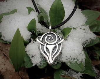 Sterling Silver Stag Pendant, Art Nouveau Woodland Jewelry, Spirit Forest Design