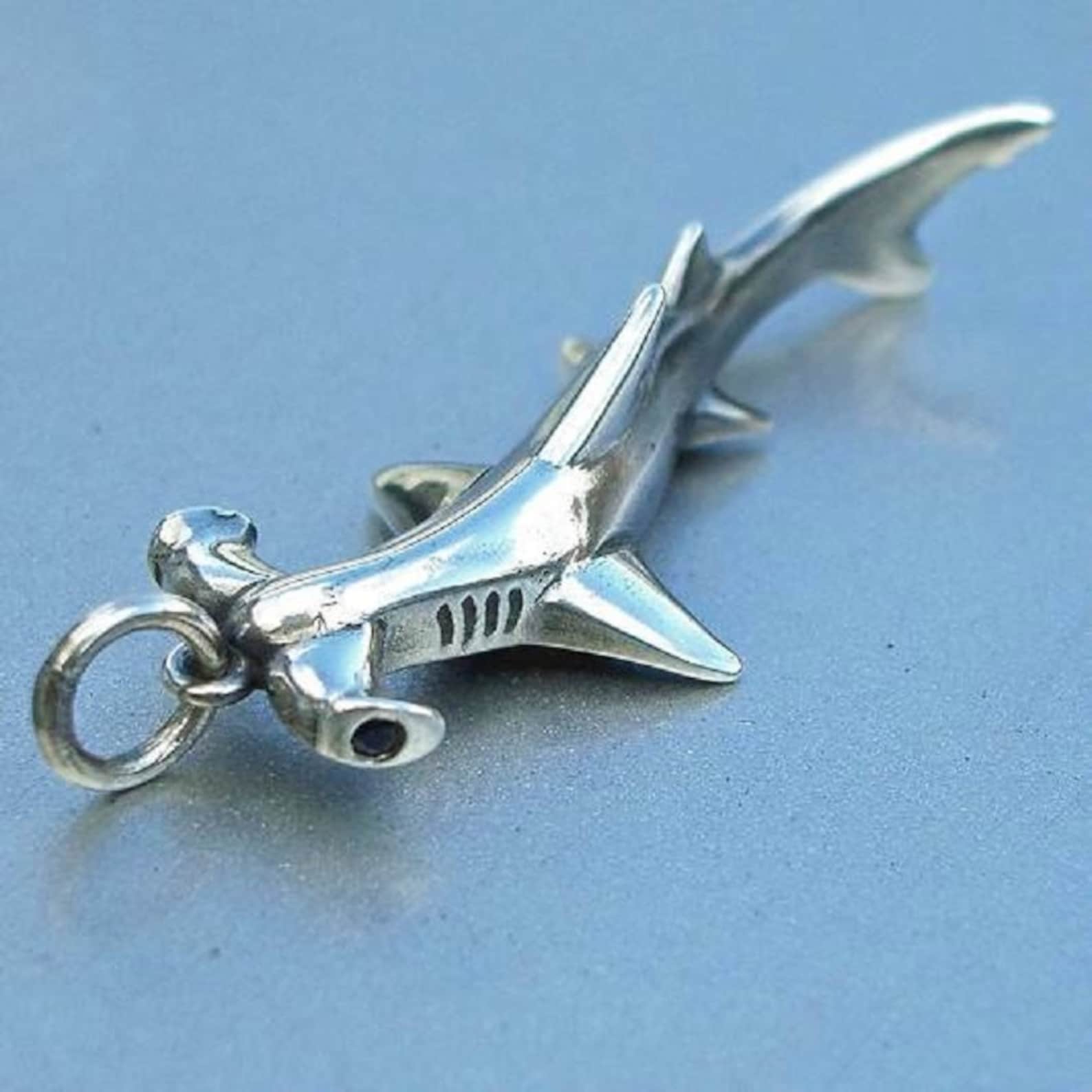 Hammerhead Shark Necklace Silver and Sapphire Jewelry Etsy