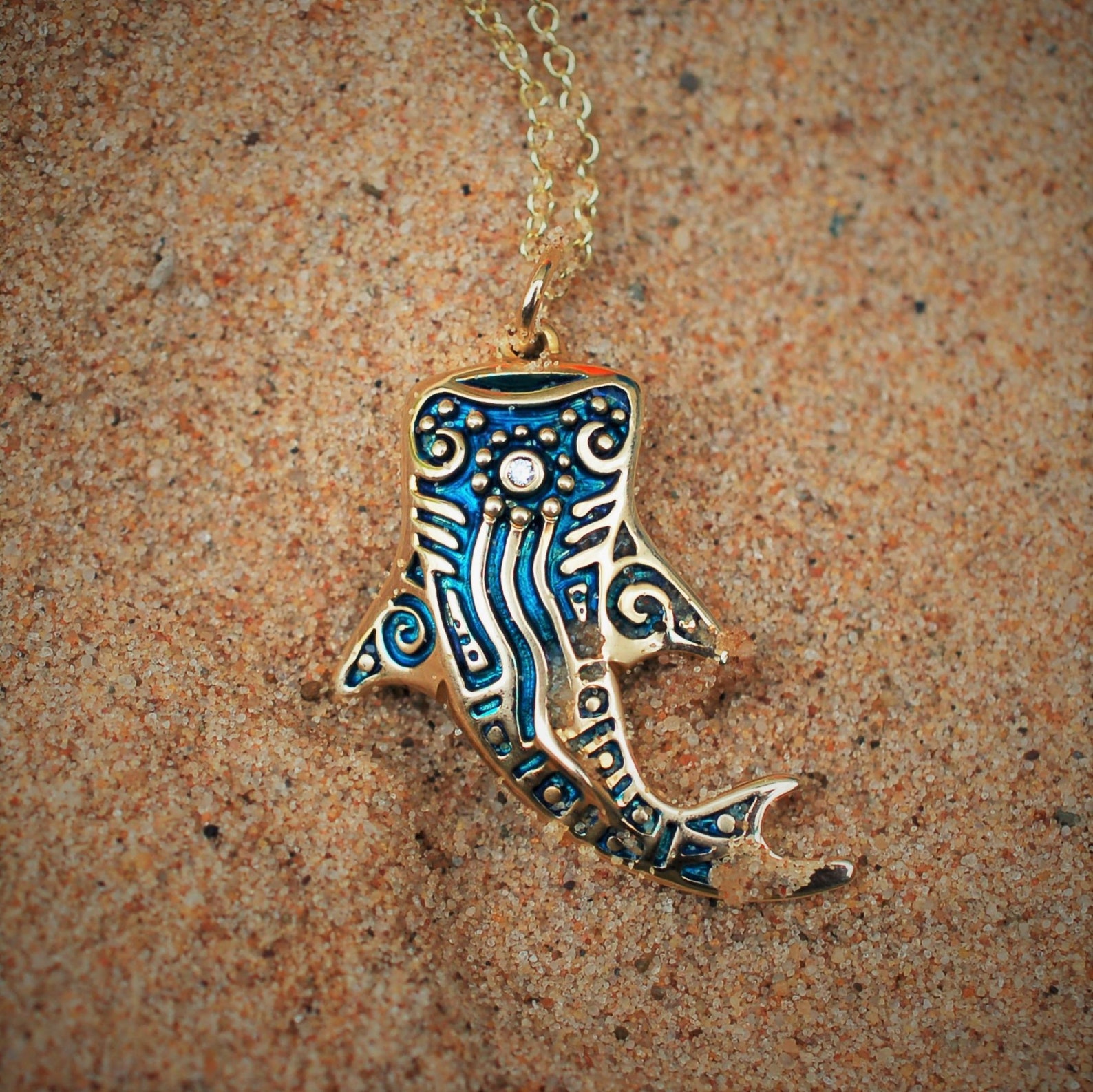 Whale Shark necklace gold and diamond whale shark pendant Etsy