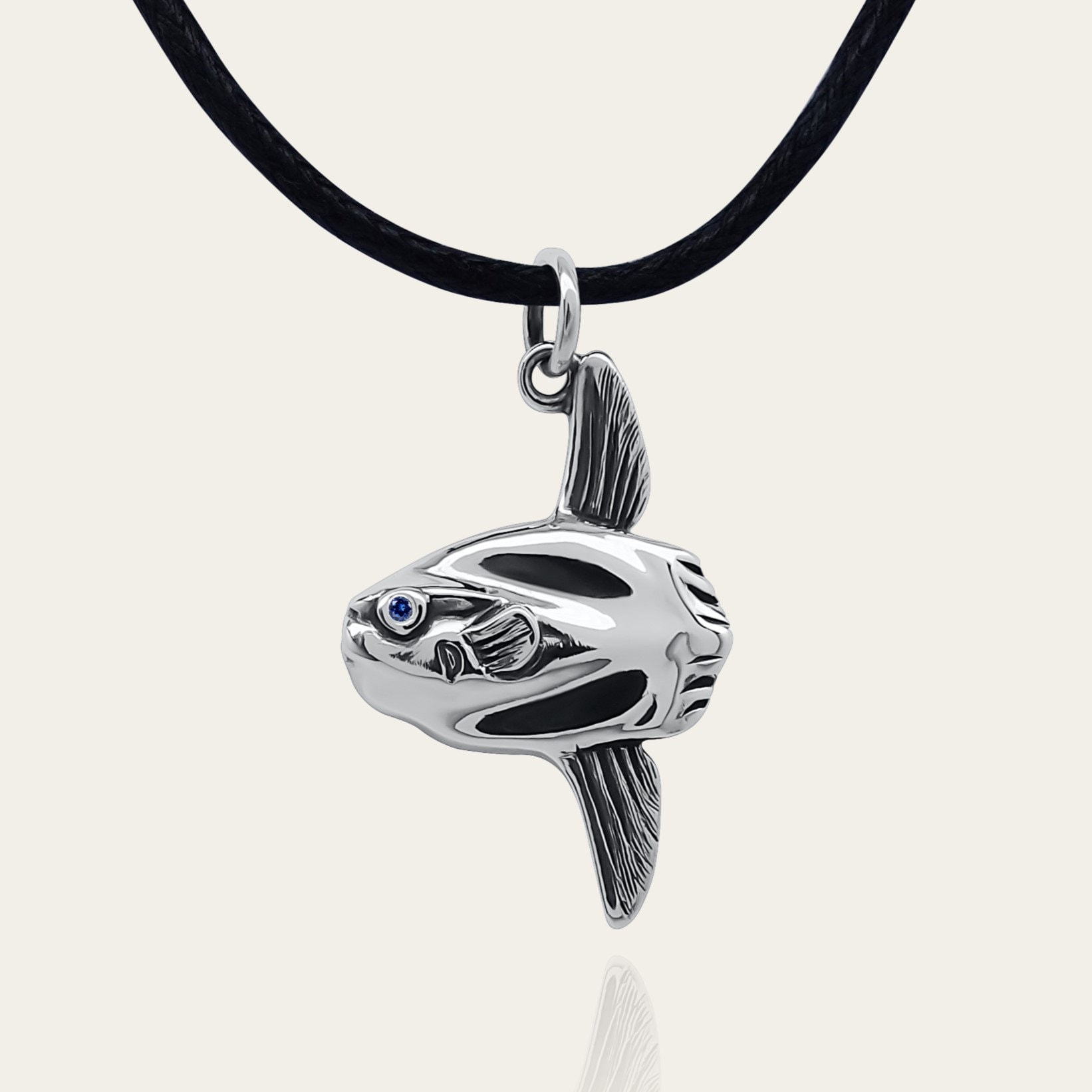 Mola Mola, Sterling Silver Sun Fish Necklace, Gemstone Jewelry