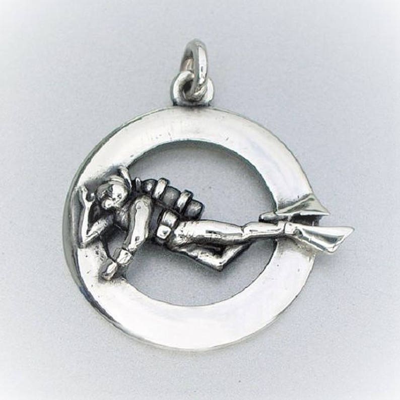 Argent Sterling 925 Scuba Diver Charm Made in USA