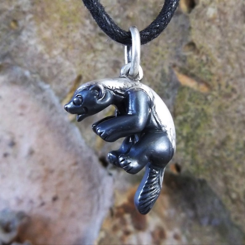 Honey Badger necklace honey badger pendant solid silver Etsy