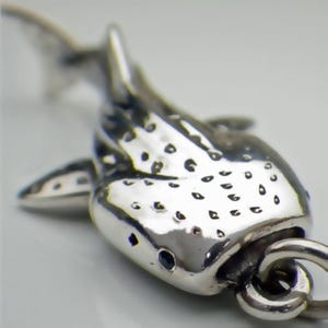 Whale Shark necklace, silver and sapphire jewelry, large whale shark pendant, diving jewelry. © Argent Aqua
