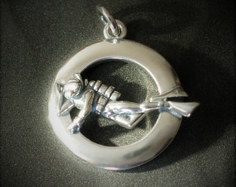 SCUBA Taucher, Silber Taucher Halskette, massiver Sterling Silber Anhänger, Taucher Geschenk, Taucher Schmuck. © Argent Aqua
