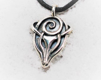 Stag necklace, spirit of the forest, solid sterling silver, deer pendant, art nouveau inspired, woodland jewelry design. © Argent Aqua