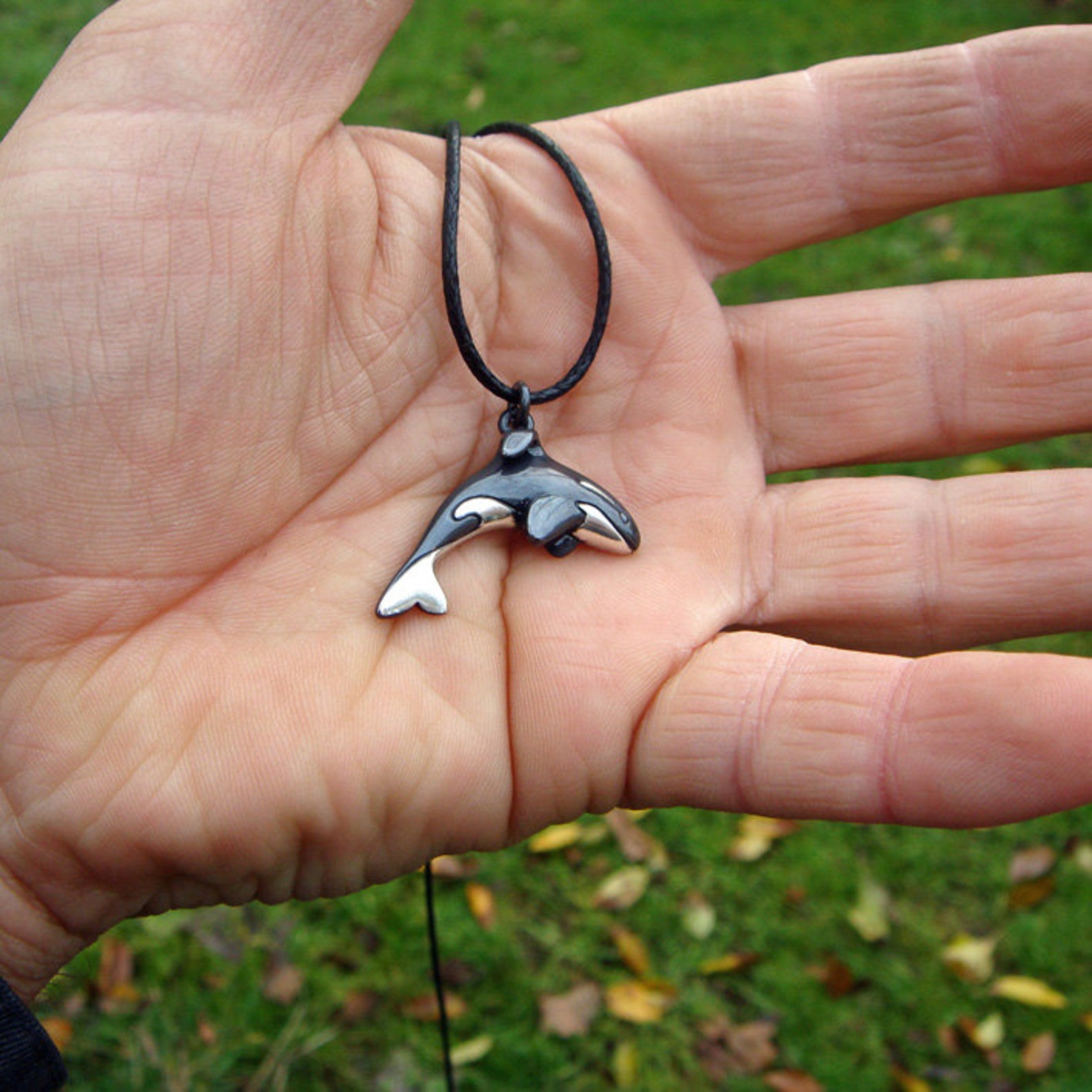 Captive Orca Killer Whale Necklace Blackened Sterling Silver Etsy UK