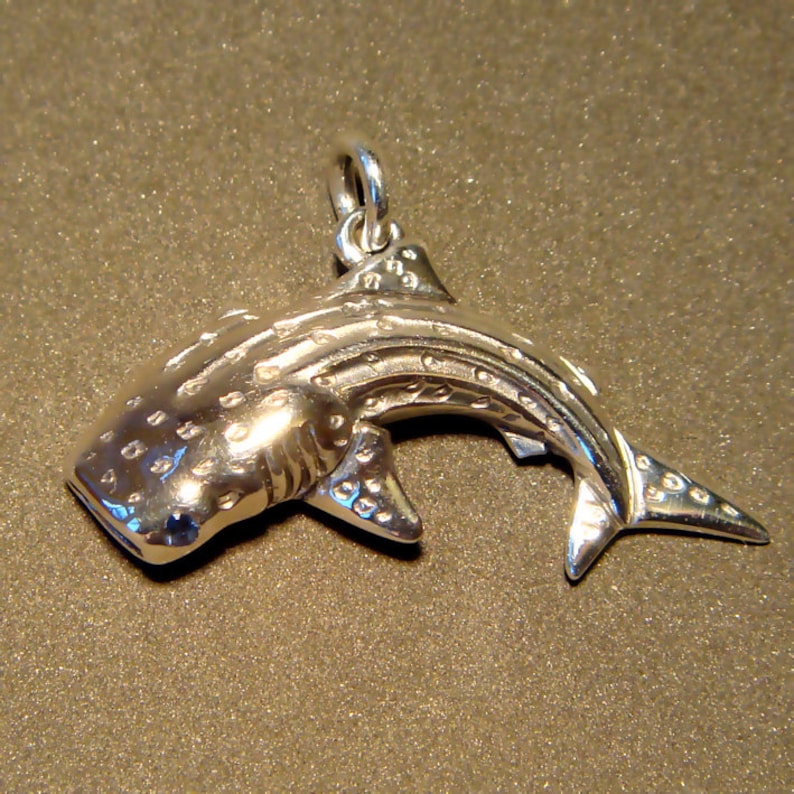 Whale Shark Necklace Silver and Sapphire Whale Shark Charm Etsy UK