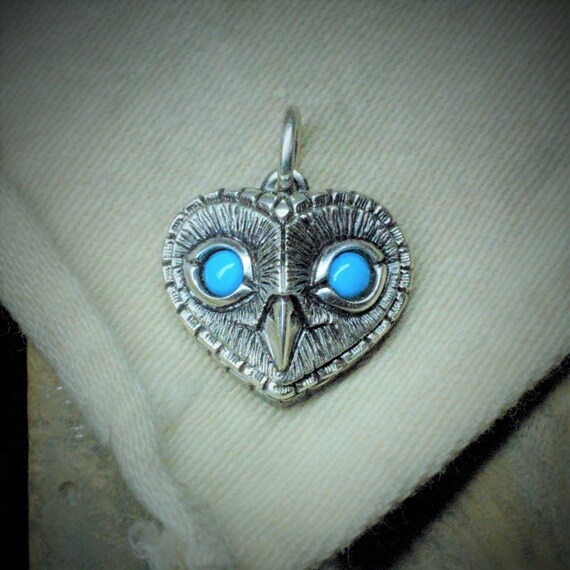 Turquoise Owl Necklace Birthstone for December Sterling Silver