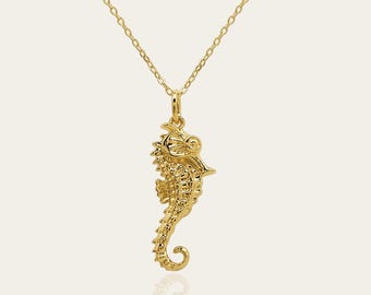 URONE Collana Con Ciondolo Cavalluccio Marino In Argento 925, Placcato Oro, Regalo Donna, Simbolo Di Forza E Fortuna, Con Panno Lucidante