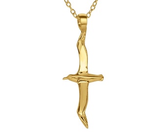 Gold vermeil Albatross charm pendant and chain. Hand made in the UK by Adrian Ashley