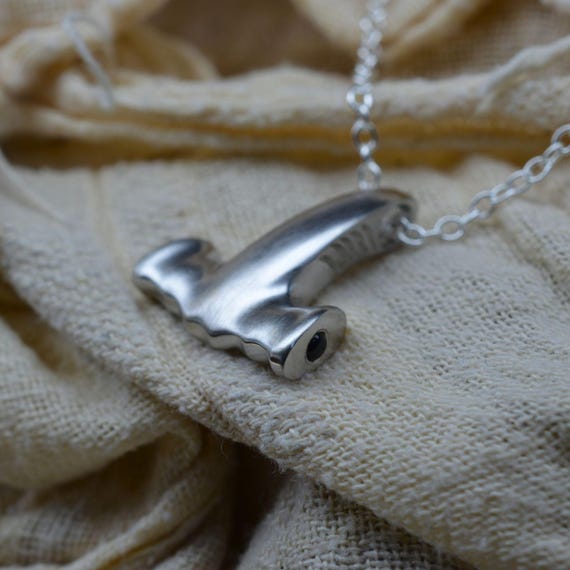 Platinum Coated Sterling Silver Hammerhead Shark Mjolnir Pendant