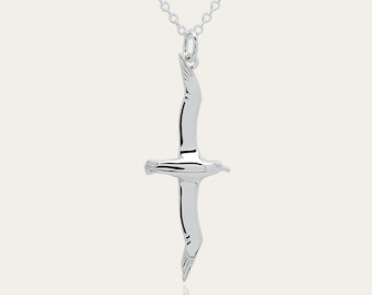 Albatross necklace, solid sterling silver albatross pendant on a chain, ideal gift for travellers or a symbol of lasting love. © Argent Aqua