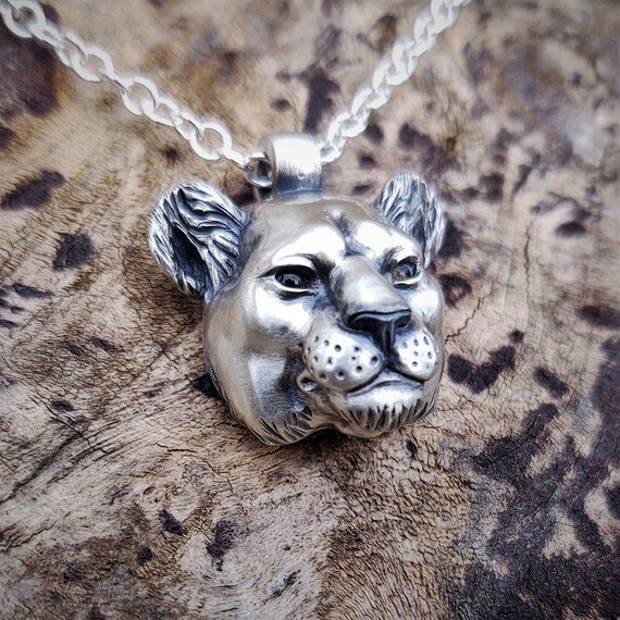 Buy Silver Lioness Necklace. Lioness Head Pendant and Solid Silver Chain With Citrine Eyes. Hand Made to Order. Argent Aqua Online in India Etsy