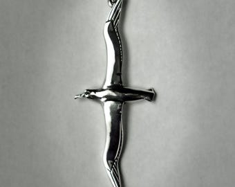 Albatross necklace, solid sterling silver albatross pendant on a cord, ideal gift for travellers or a symbol of lasting love. © Argent Aqua