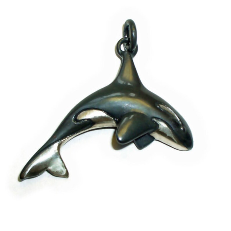 Orca Necklace Killer Whale Necklace Blackened Sterling Etsy UK