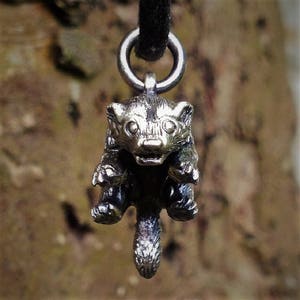 Little Wolverine necklace, solid sterling silver wolverine pendant, 3D silver animal charm, wolverine jewelry. © Argent Aqua image 1